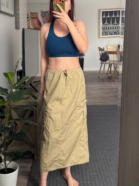H&M Khaki Drawstring Maxi Skirt